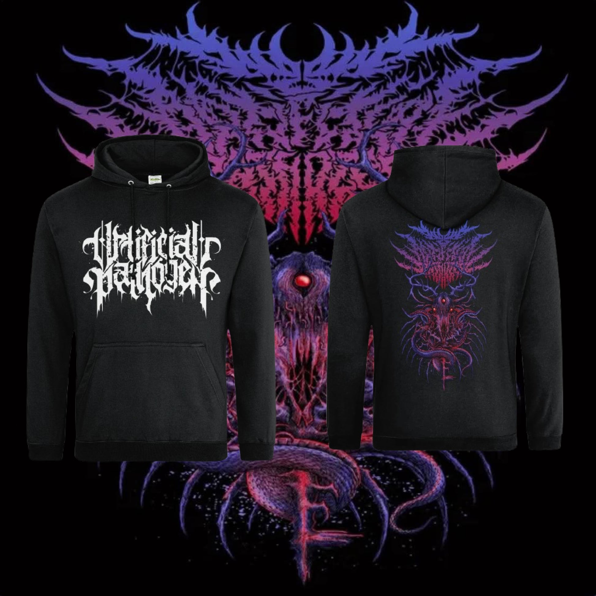 ARTIFICIAL PATHOGEN WHITE LOGO + SEPERNT KING HOODIE